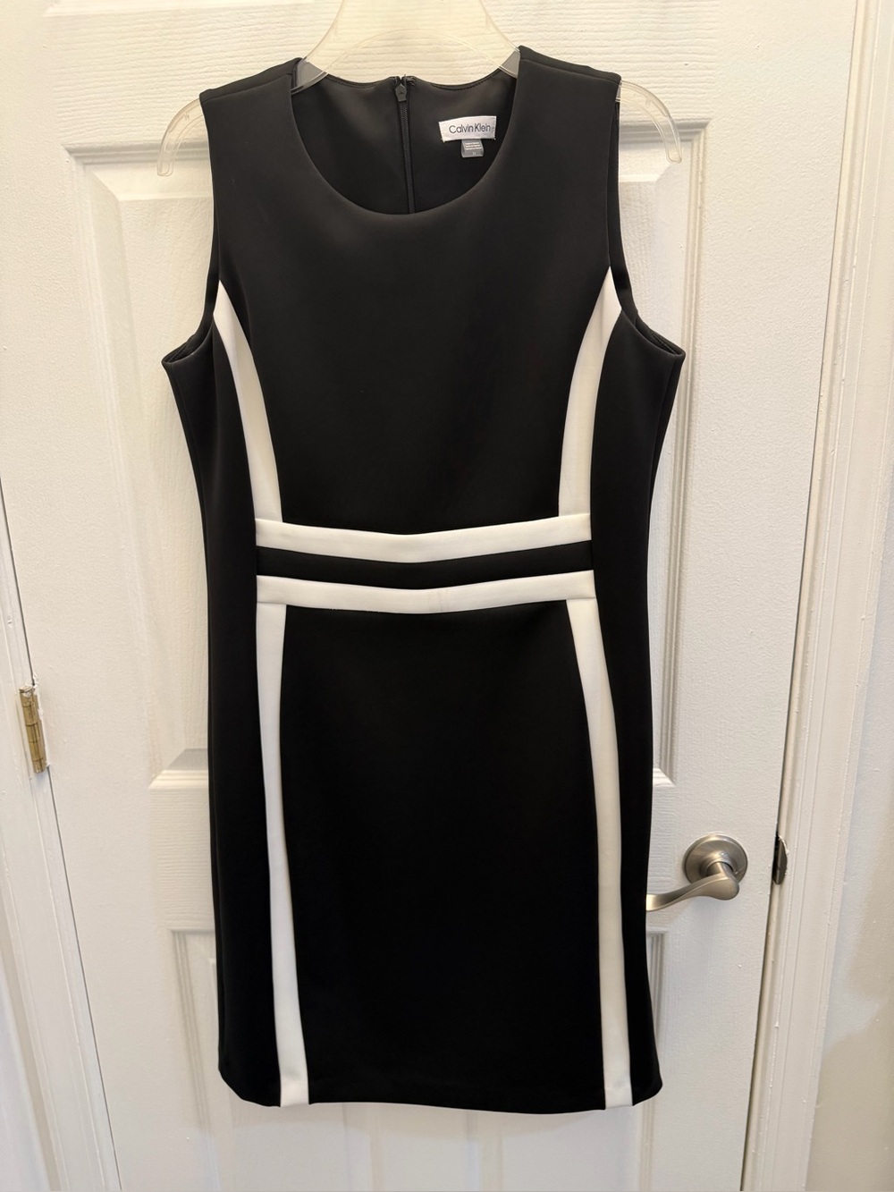Calvin Klein Black with White Paneling Sheath Dress